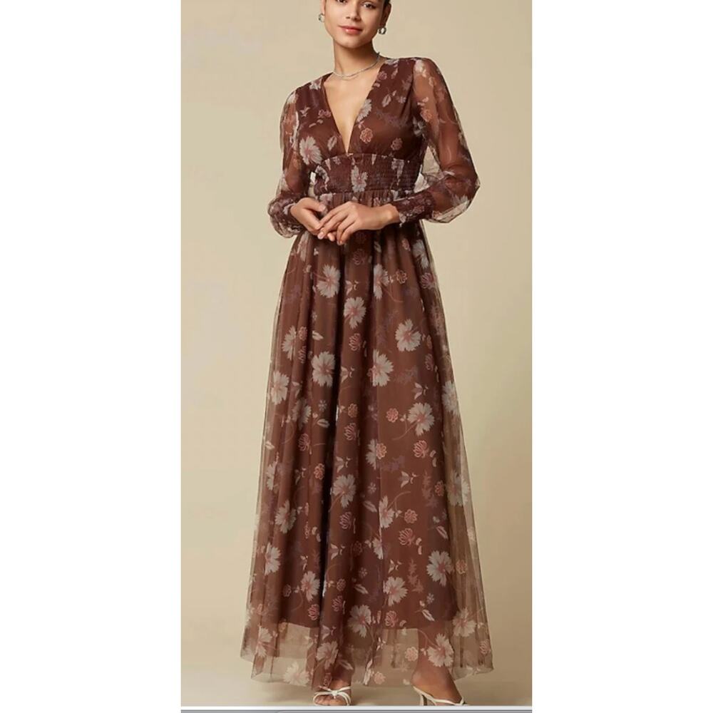 Baltic Born Layla Tulle Floral Maxi Dress. Long Sleeve Medium